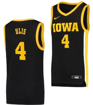Ahron Ulis Jersey #4 Iowa Hawkeyes College Basketball Black Swingman