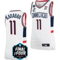 Alex Karaban Jersey #11 UConn Huskies 2023 NCAA National Championship March Madness White