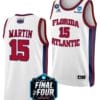 Alijah Martin Jersey #15 FAU Owls College Basketball 2023 NCAA Final Four White