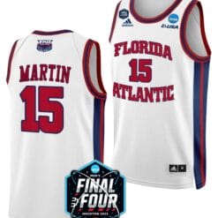 Alijah Martin Jersey #15 FAU Owls College Basketball 2023 NCAA Final Four White
