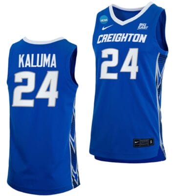 Arthur Kaluma Jersey #24 Creighton Bluejays College Basketball 2023 NCAA March Madness Blue