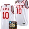 Breon Pass Jersey #10 NC State Wolfpack 2024 NCAA March Madness Final Four Basketball White