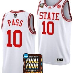 Breon Pass Jersey #10 NC State Wolfpack 2024 NCAA March Madness Final Four Basketball White