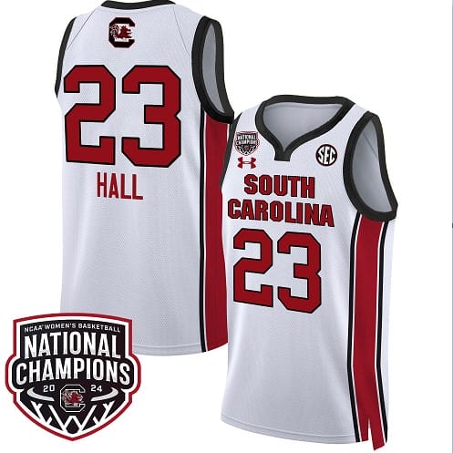 Bree Hall Jersey #23 South Carolina Gamecocks Basketball 2024 National Champions All Stitched White