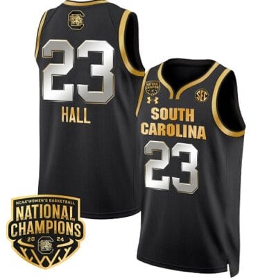 Bree Hall Jersey #23 South Carolina Gamecocks Basketball 2024 National Champions All Stitched Black Gold