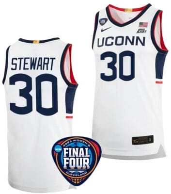 Breanna Stewart Jersey #30 UConn Huskies Basketball 2024 NCAA March Madness Final Four White