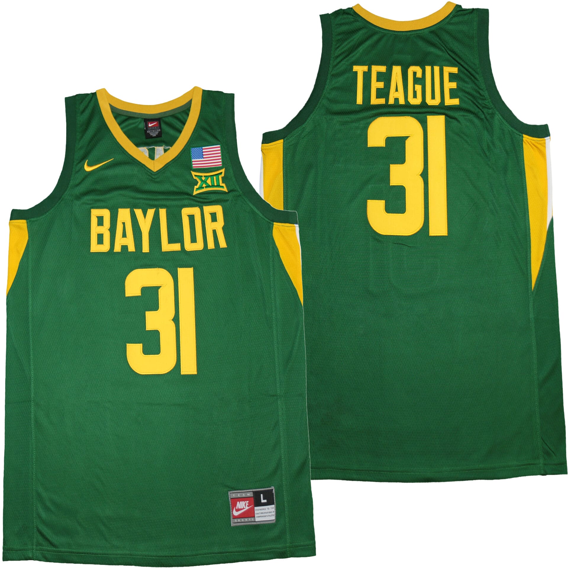 MaCio Teague Jersey #31 Baylor Bears NCAA Basketball Green
