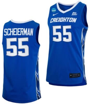 Baylor Scheierman Jersey #55 Creighton Bluejays College Basketball 2023 NCAA March Madness Blue