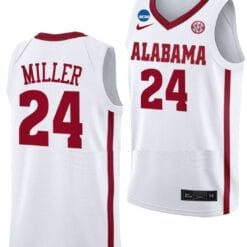 Brandon Miller Jersey #24 Alabama Crimson Tide College Basketball 2023 NCAA March Madness White