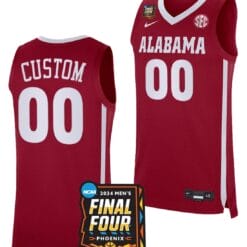 Custom Alabama Crimson Tide Jersey Name and Number 2024 NCAA March Madness Final Four Basketball Crimson