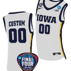 Custom Iowa Hawkeyes Jersey Basketball Name And Number 2024 NCAA March Madness Final Four White