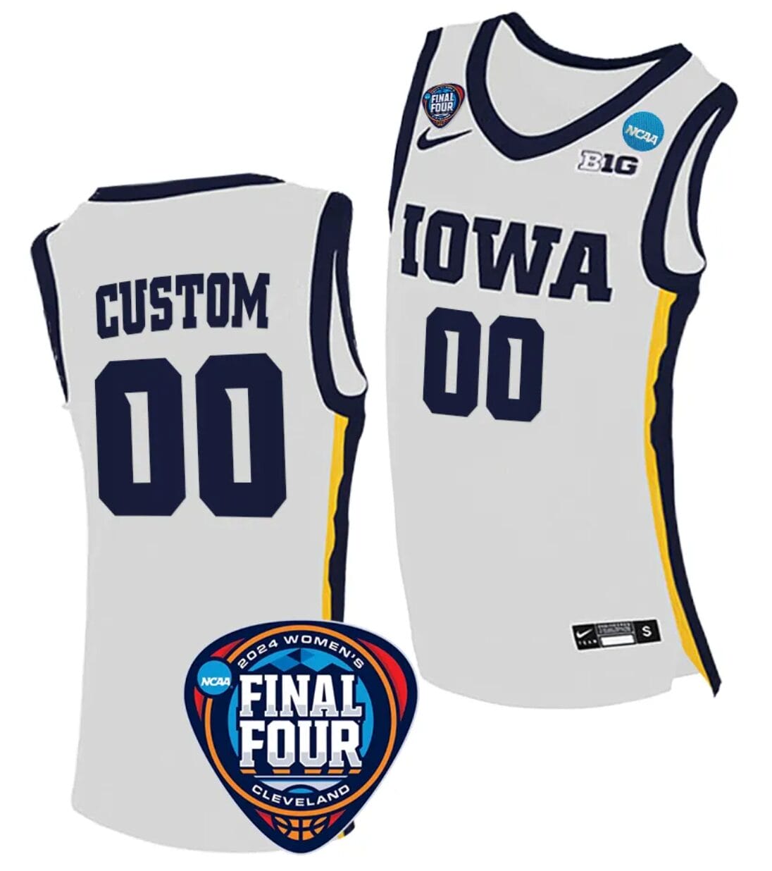 Custom Iowa Hawkeyes Jersey Basketball Name And Number 2024 NCAA March Madness Final Four White
