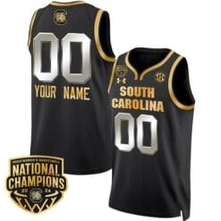 Custom South Carolina Gamecocks Basketball Jersey Name and Number 2024 National Champions All Stitched Black Gold
