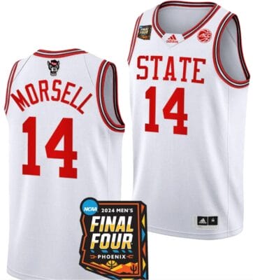 Casey Morsell Jersey #14 NC State Wolfpack 2024 NCAA March Madness Final Four Basketball White