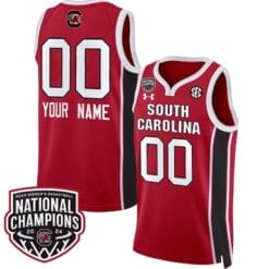 Custom South Carolina Gamecocks Basketball Jersey Name and Number 2024 National Champions All Stitched Red