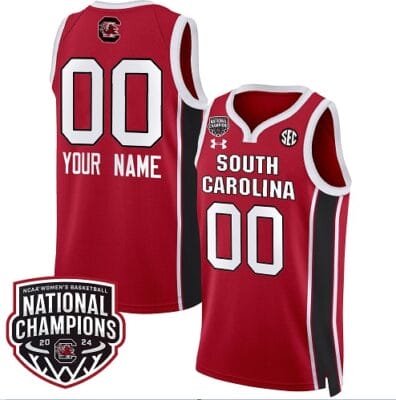 Custom South Carolina Gamecocks Basketball Jersey Name and Number 2024 National Champions All Stitched Red
