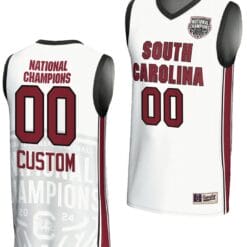 Custom South Carolina Gamecocks Jersey Name and Number 2024 NCAA Basketball National Champions White