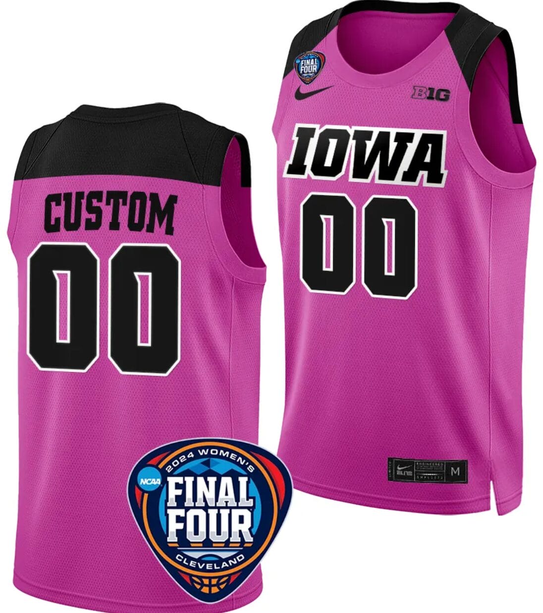 Custom Iowa Hawkeyes Jersey Basketball Name And Number 2024 NCAA March Madness Final Four Pink
