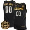 Custom UConn Huskies Basketball Jersey 2024 Back To Back Champions Patch Black