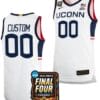 Custom UConn Huskies Basketball Jersey Name and Number 2024 NCAA March Madness Final Four Limited White