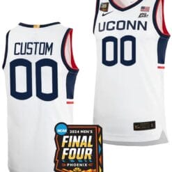 Custom UConn Huskies Jersey Name and Number 2024 NCAA March Madness Final Four Basketball White