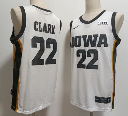 Caitlin Clark Jersey #22 Iowa Hawkeyes Ncaa College Basketball White Black