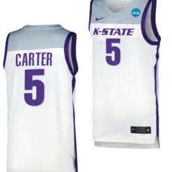 Cam Carter Jersey #5 Kansas State Wildcats College Basketball 2023 NCAA March Madness White