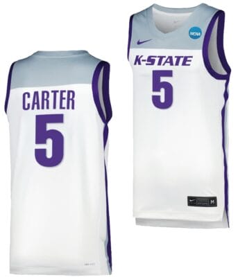Cam Carter Jersey #5 Kansas State Wildcats College Basketball 2023 NCAA March Madness White