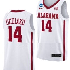 Charles Bediako Jersey #14 Alabama Crimson Tide College Basketball 2023 NCAA March Madness White