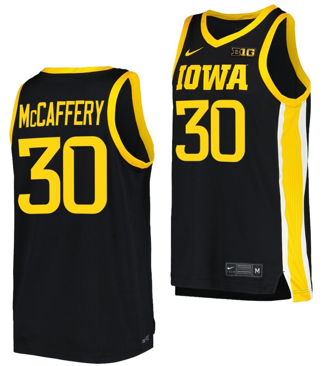 Connor McCaffery Jersey Iowa Hawkeyes College Basketball Black #30