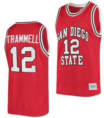 Darrion Trammell Jersey #12 San Diego State Aztecs College Basketball Red Retro