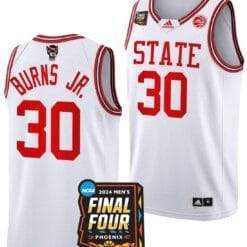 DJ Burns Jr Jersey #30 NC State Wolfpack 2024 NCAA March Madness Final Four Basketball White