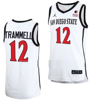 Darrion Trammell Jersey #12 San Diego State Aztecs College Basketball Home White