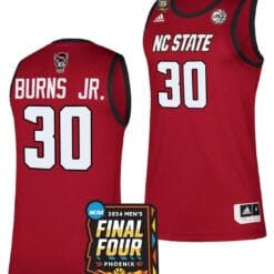 DJ Burns Jr Jersey #30 NC State Wolfpack 2024 NCAA March Madness Final Four Basketball Red