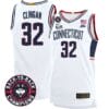 Donovan Clingan Jersey #32 UConn Huskies Basketball 2024 Back To Back Champions Patch White