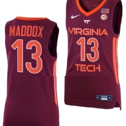 Dairus Maddox Jersey Virginia Tech Hokies College Basketball Away Maroon #13