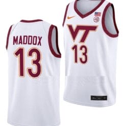 Dairus Maddox Jersey Virginia Tech Hokies College Basketball Swingman White #13