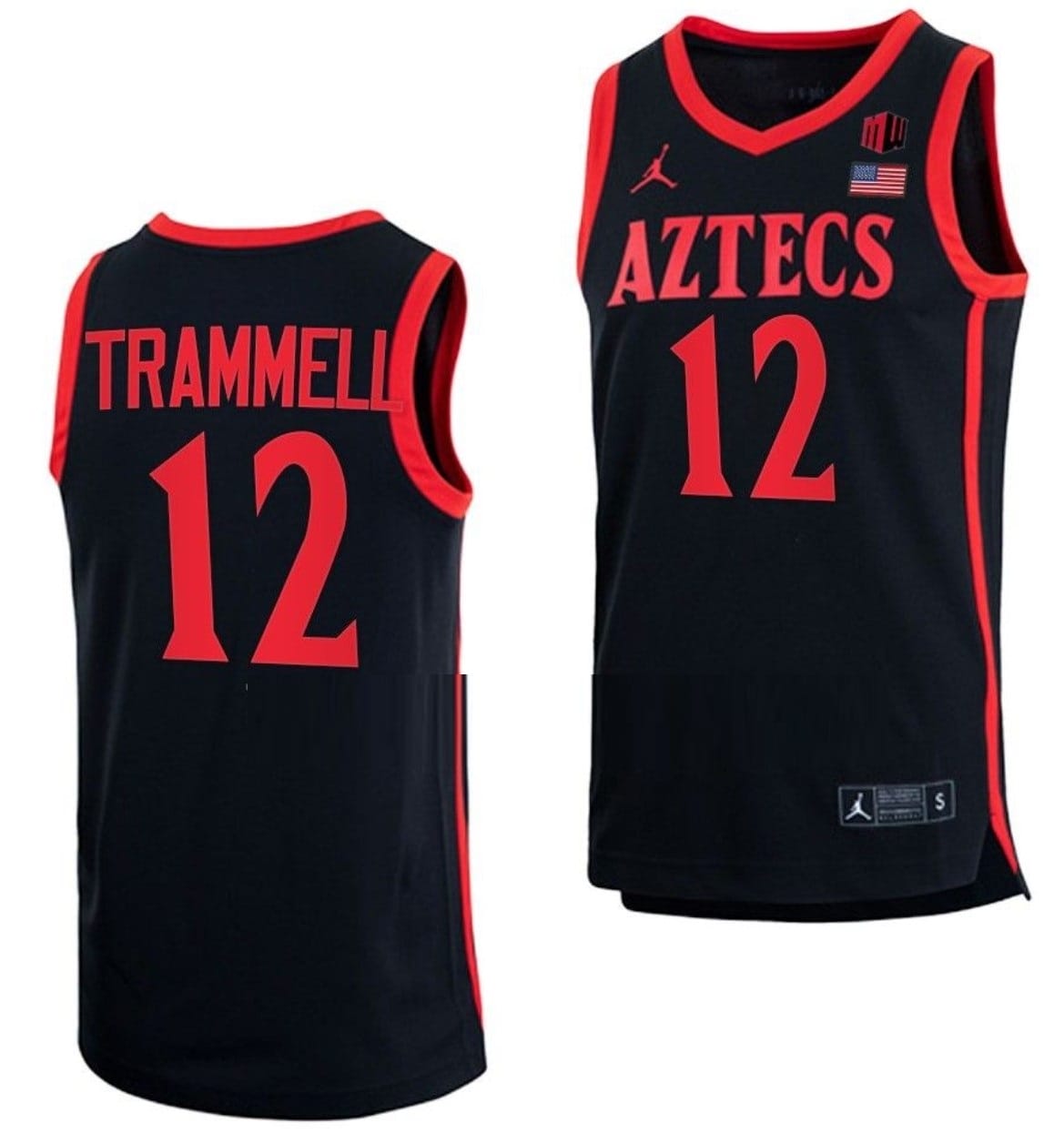 Darrion Trammell Jersey #12 San Diego State Aztecs College Basketball Black