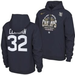 Donovan Clingan Hoodie #32 UConn Huskies 2024 NCAA Basketball National Champions Pullover Locker Room Navy