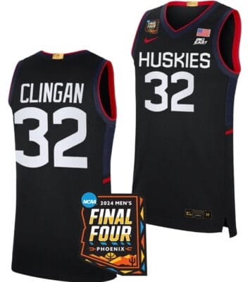 Donovan Clingan Jersey #32 UConn Huskies Basketball 2024 NCAA March Madness Final Four Navy