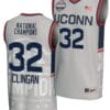 Donovan Clingan Jersey #32 UConn Huskies 2024 NCAA Basketball National Champions Lightweight Gray