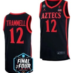 Darrion Trammell Jersey #12 San Diego State Aztecs 2023 NCAA National Championship March Madness Black