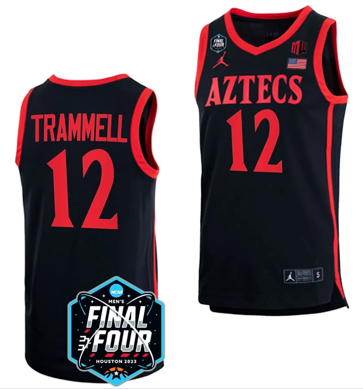 Darrion Trammell Jersey #12 San Diego State Aztecs 2023 NCAA National Championship March Madness Black