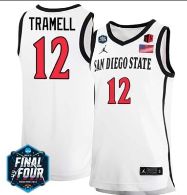 Darrion Trammell Jersey San Diego State Aztecs College Basketball 2023 NCAA Final Four White #12