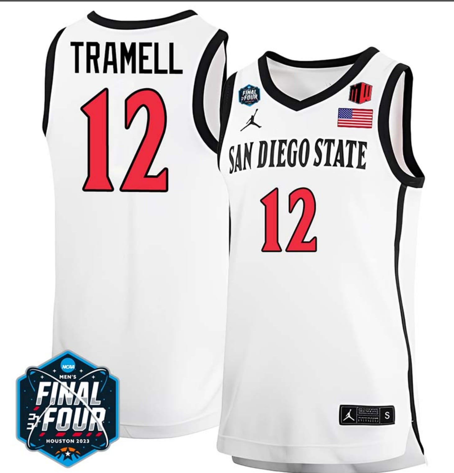 Darrion Trammell Jersey San Diego State Aztecs College Basketball 2023 NCAA Final Four White #12