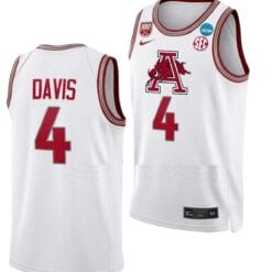 Davonte Davis Jersey #4 Arkansas Razorbacks College Basketball 2023 NCAA March Madness White