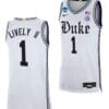 Dereck Lively II Jersey #1 Duke Blue Devil College Basketball 2023 NCAA March Madness White