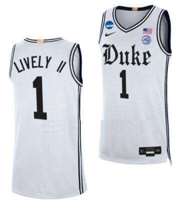 Dereck Lively II Jersey #1 Duke Blue Devil College Basketball 2023 NCAA March Madness White