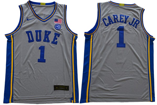 Vernon Carey Jr Jersey #1 Duke Blue Devils Basketball NCAA Basketball Grey