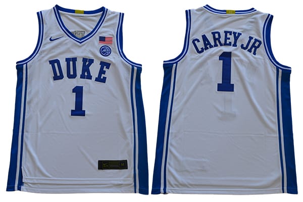 Vernon Carey Jr Jersey #1 Duke Blue Devils Basketball NCAA Basketball White